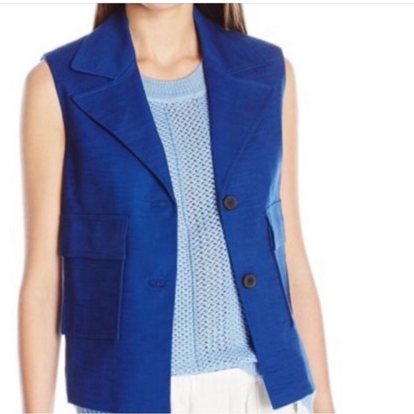 NWT Anne Klein Vest Size 8 Mariner Royal Blue Button Front - Picture 1 of 10